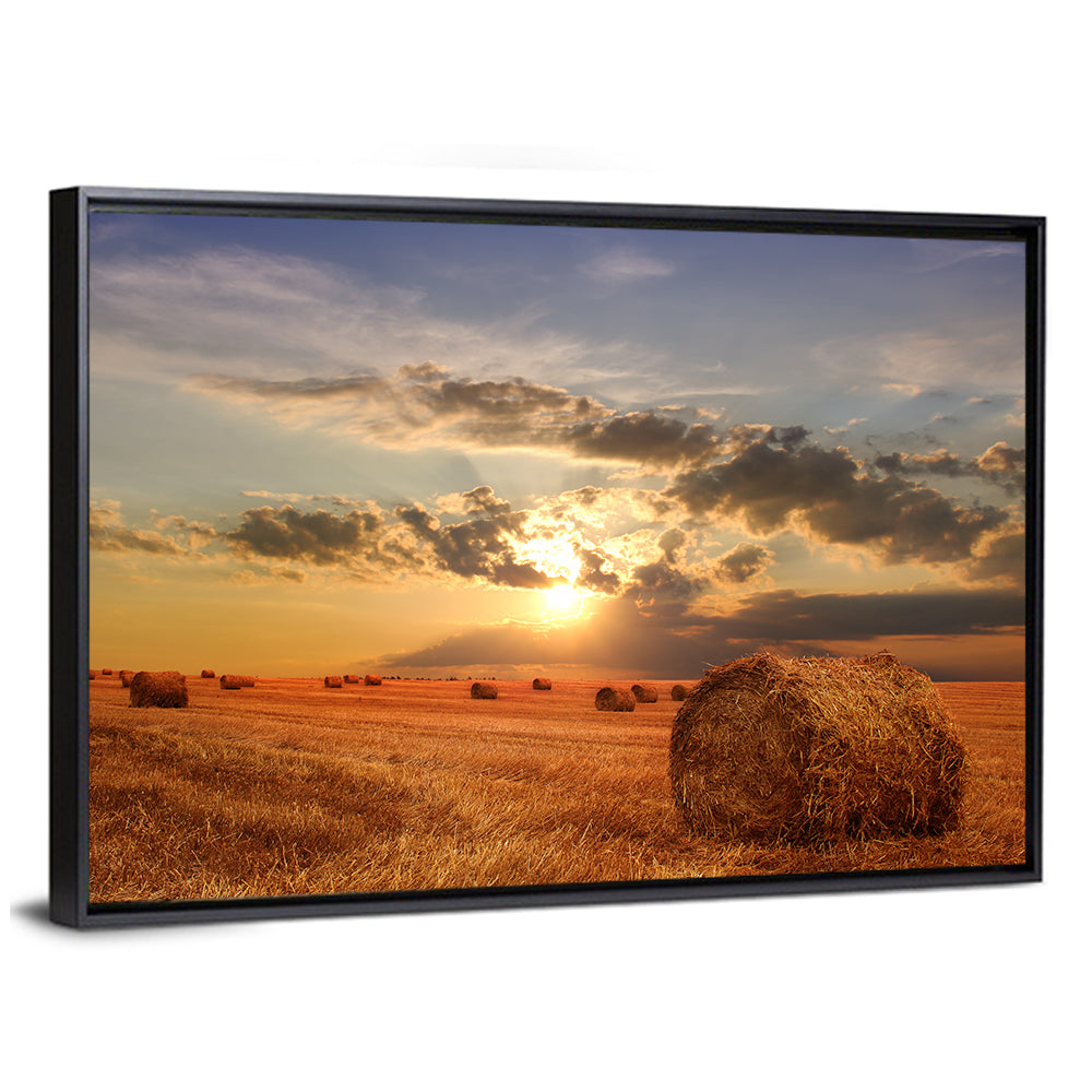 Stubble Field & Hay Bales Wall Art