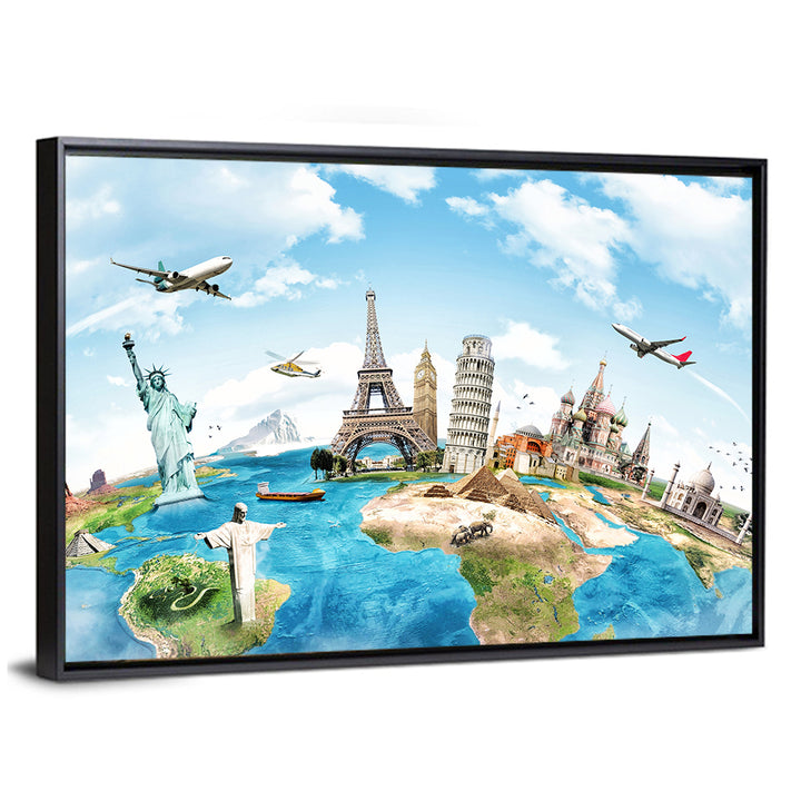 World Monuments Map Wall Art