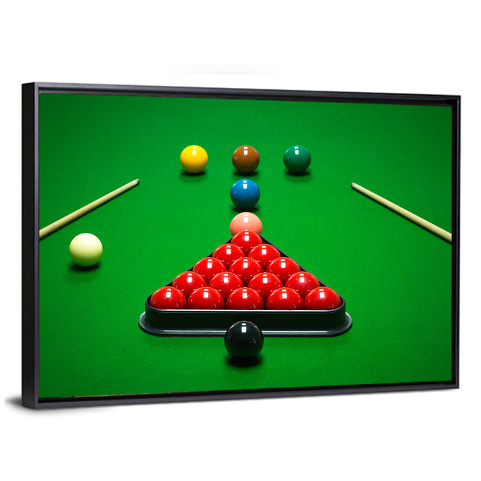 Triangular Snooker Rack Wall Art as a framed canvas