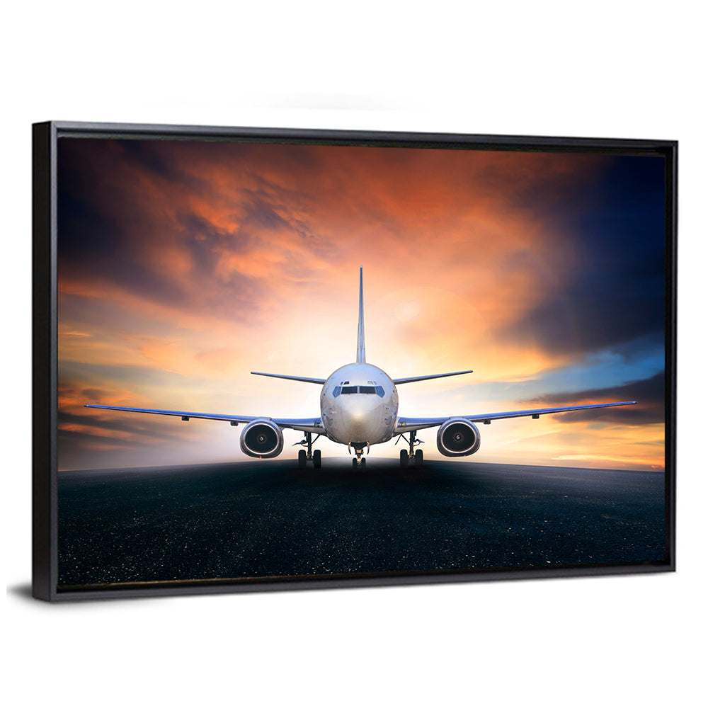Airplane On Runway Wall Art