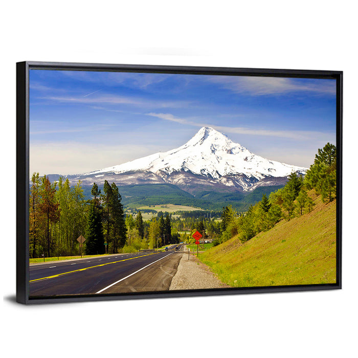 Road to Mount Hood Wall Art as a framed canvas