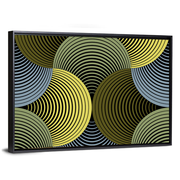 Olive and Yellow Petal Grid Wall Art as a framed canvas