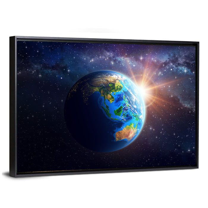 Asia and Australia from Space Wall Art as a framed canvas