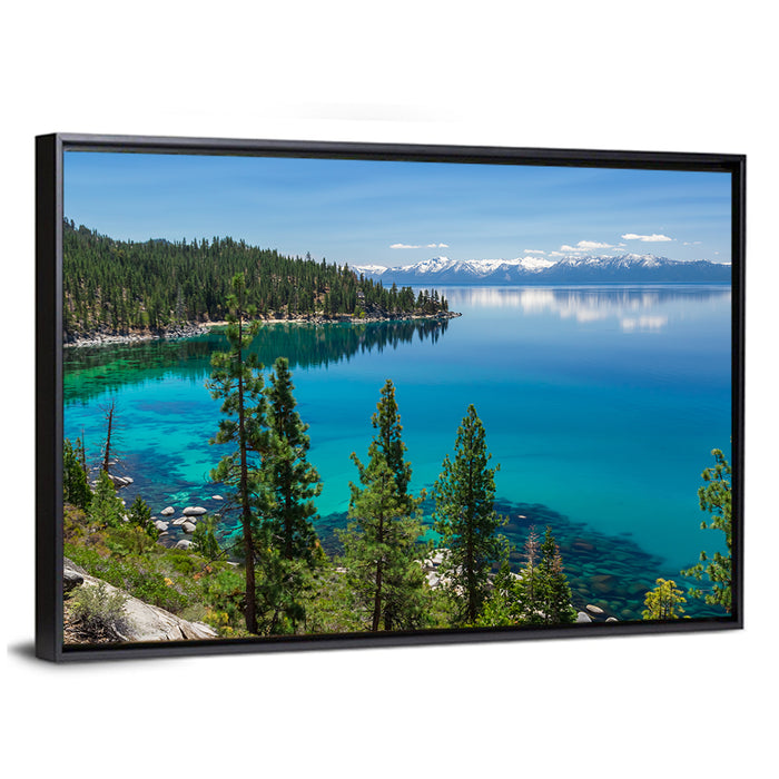 Lake Tahoe Reflection Wall Art as a framed canvas