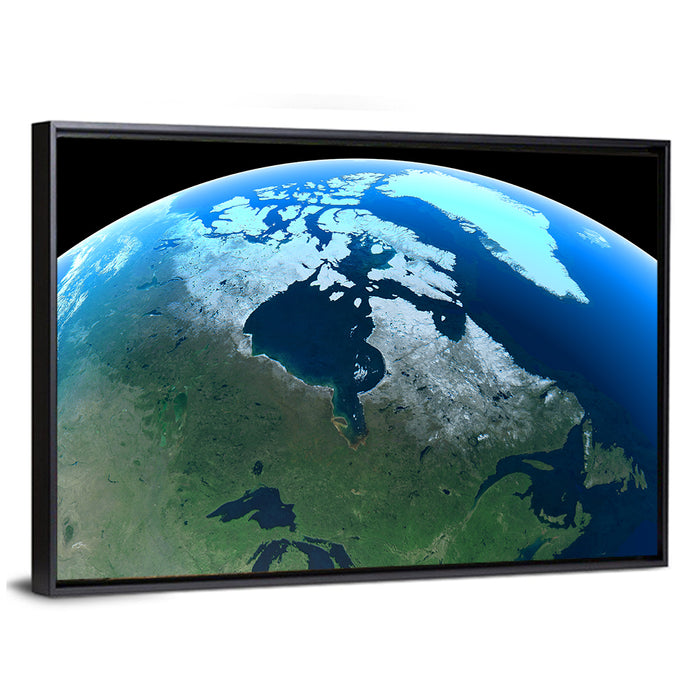 Canada and Greenland from Orbit Wall Art as a framed canvas
