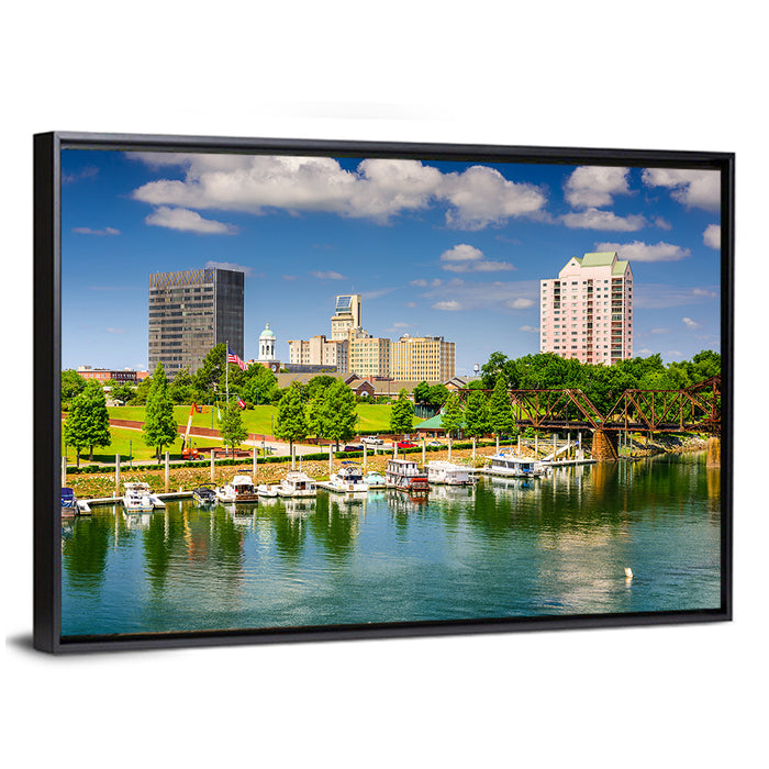Augusta Canal Skyline Wall Art as a framed canvas