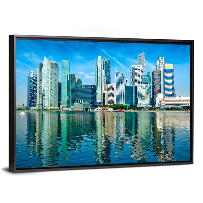 Marina Bay Singapore Skyline Wall Art as a framed canvas