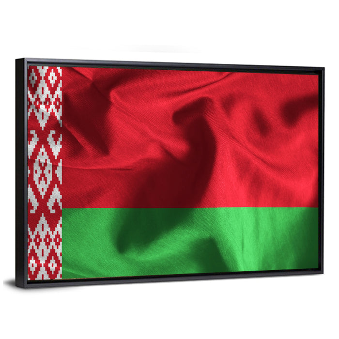 Waving Flag of Belarus Wall Art as a framed canvas