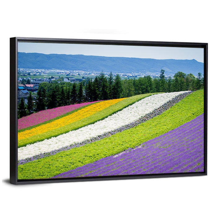 Farm Tomita Lavender Fields Wall Art as a framed canvas