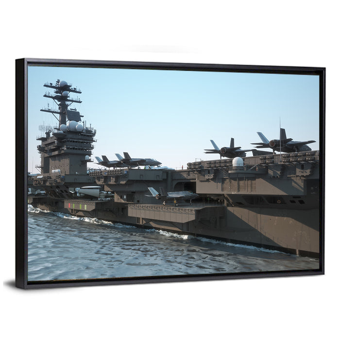 Navy Aircraft Carrier Wall Art as a framed canvas