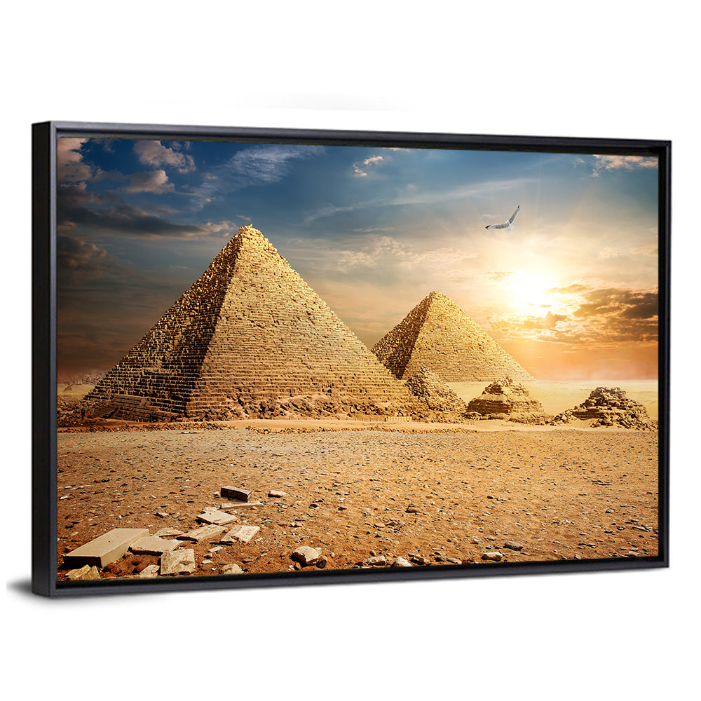 Pyramids At The Sunset Wall Art