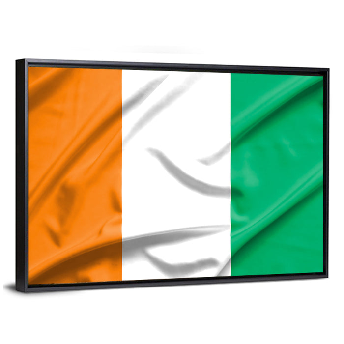 Ivory Coast Flag Rippled Tricolor Wall Art as a framed canvas