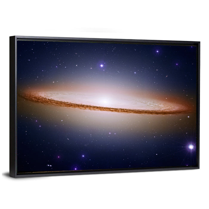 Sombrero Galaxy Wall Art as a framed canvas