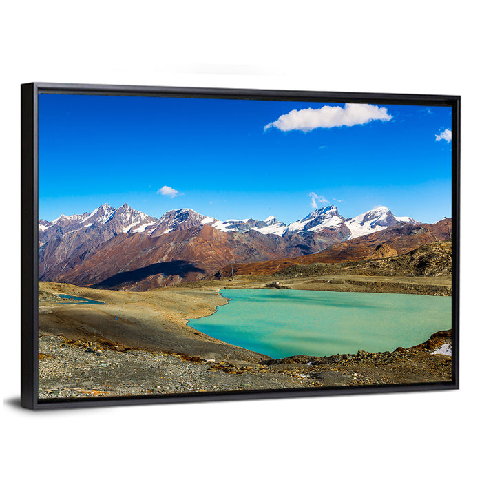 Turquoise Alpine Lake, Switzerland Wall Art as a framed canvas