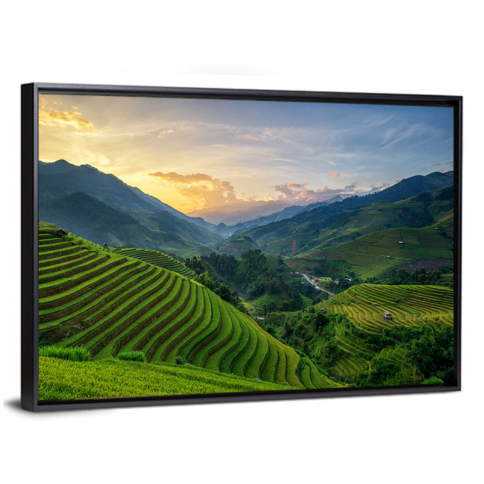 Vietnam Terraced Rice Fields Wall Art as a framed canvas