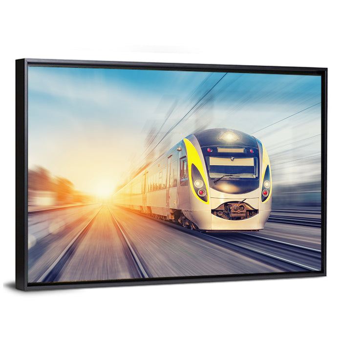 Modern High-speed Train Wall Art as a framed canvas