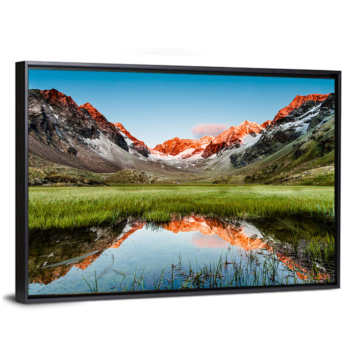 Austrian Peaks Mirrored in Lake Wall Art as a framed canvas