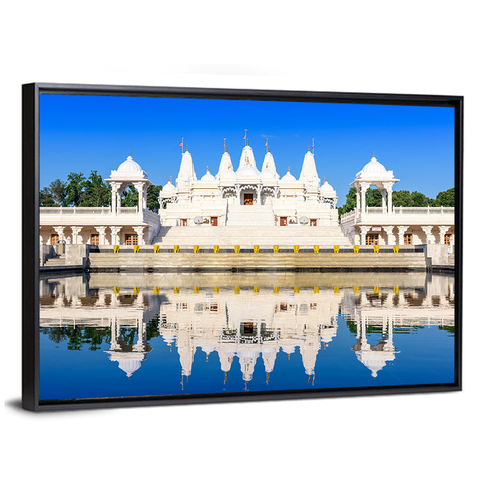 Ornate White Hindu Temple, Atlanta Wall Art as a framed canvas