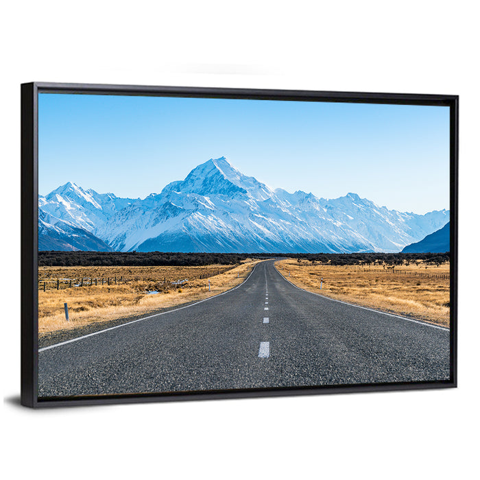 Road to Mount Cook Wall Art as a framed canvas