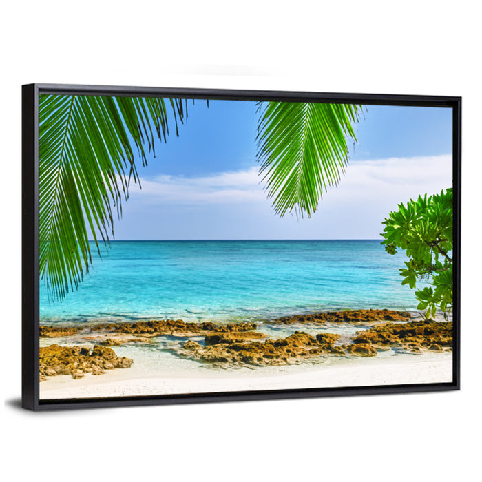 Tropical Island in Maldives Wall Art as a framed canvas