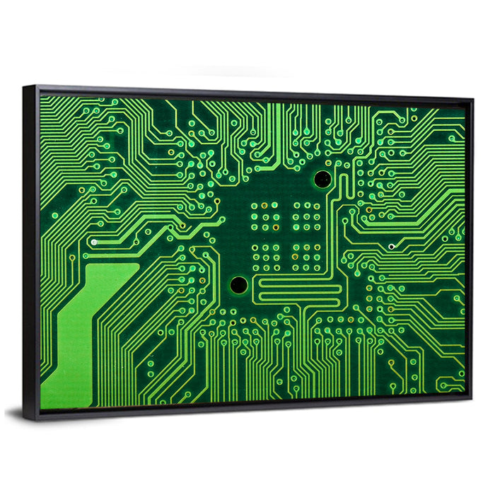 Microchip Connection Grid Wall Art as a framed canvas