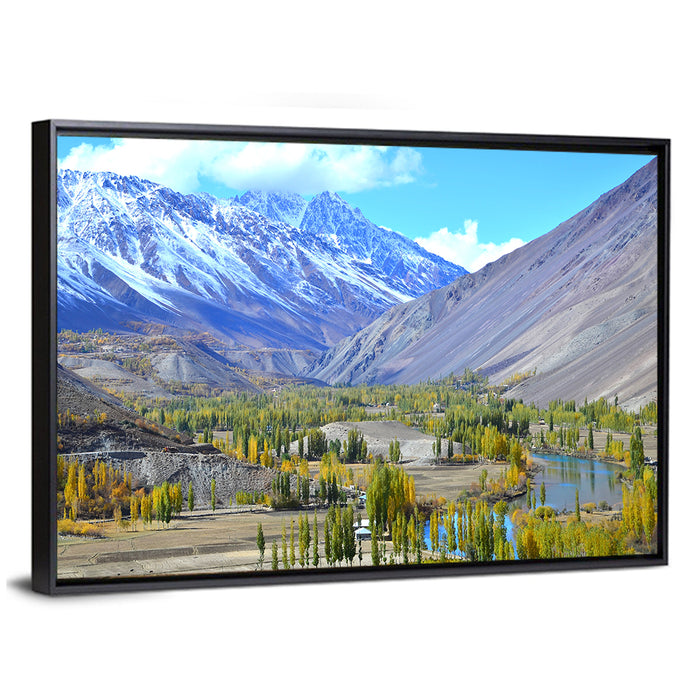 Northern Pakistan Autumn Valley Wall Art as a framed canvas