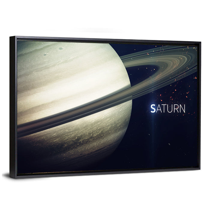 Saturn Close-up with Rings Wall Art as a framed canvas