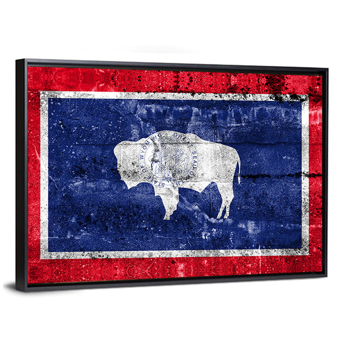 Wyoming State Flag Wall Art as a framed canvas