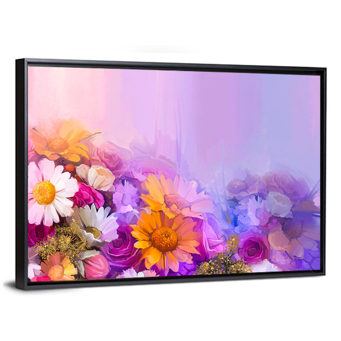 Spring Blooms with Gradient Wash Wall Art as a framed canvas