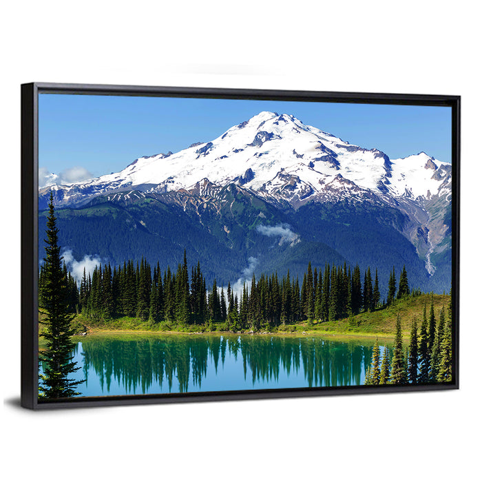 Mount Rainier Lake Reflection Wall Art as a framed canvas