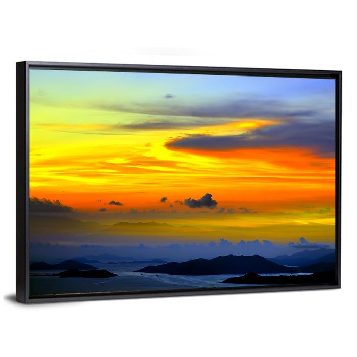 Tranquil Ocean Sunset Wall Art as a framed canvas