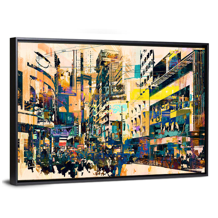 Urban Corridor Abstract Wall Art as a framed canvas