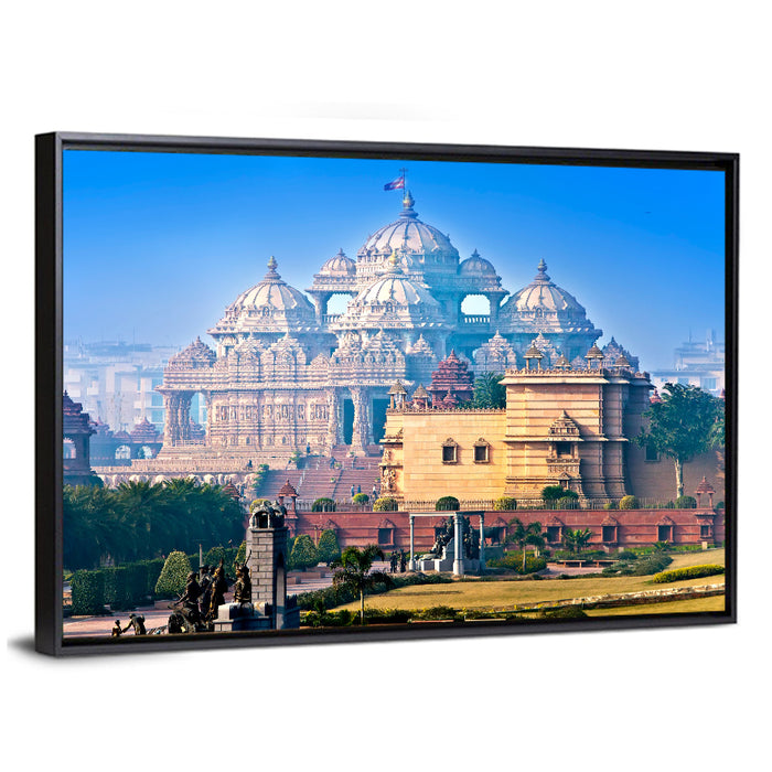 Akshardham Temple, New Delhi Wall Art as a framed canvas