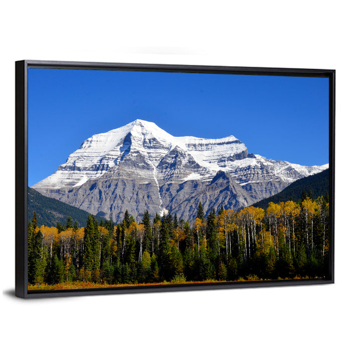 Mount Robson Autumn Landscape Wall Art as a framed canvas