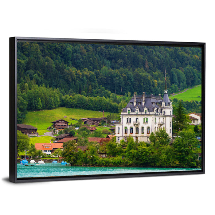 Mansion on Lake Brienz Wall Art as a framed canvas