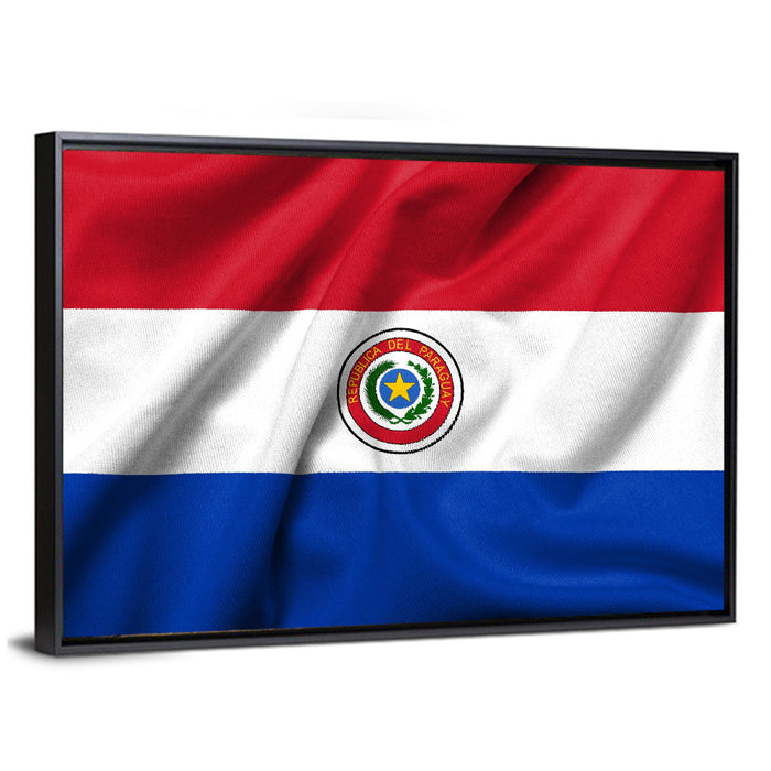 Paraguay Flag with Emblem Wall Art as a framed canvas