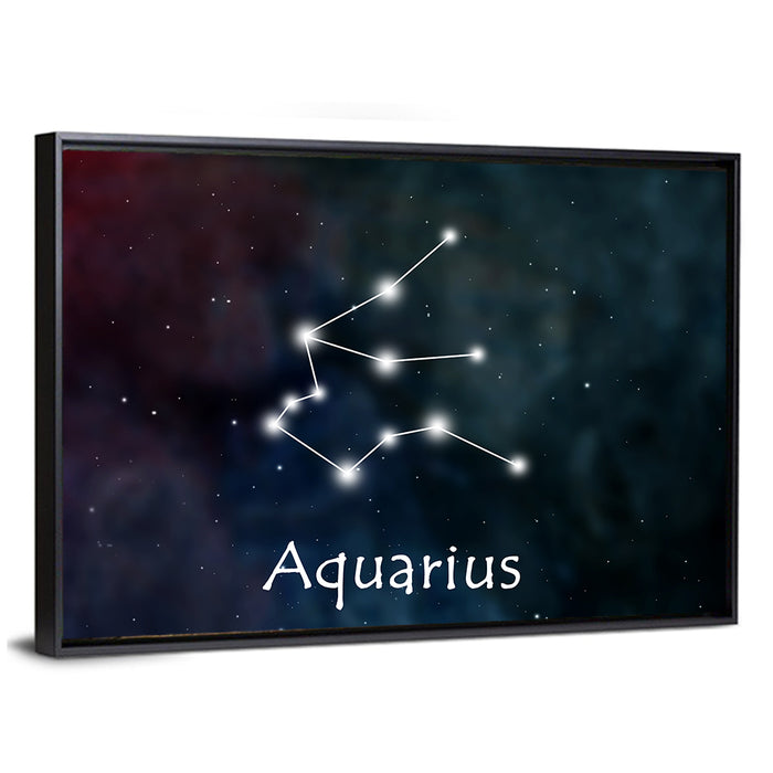 Aquarius Constellation Star Map Wall Art as a framed canvas
