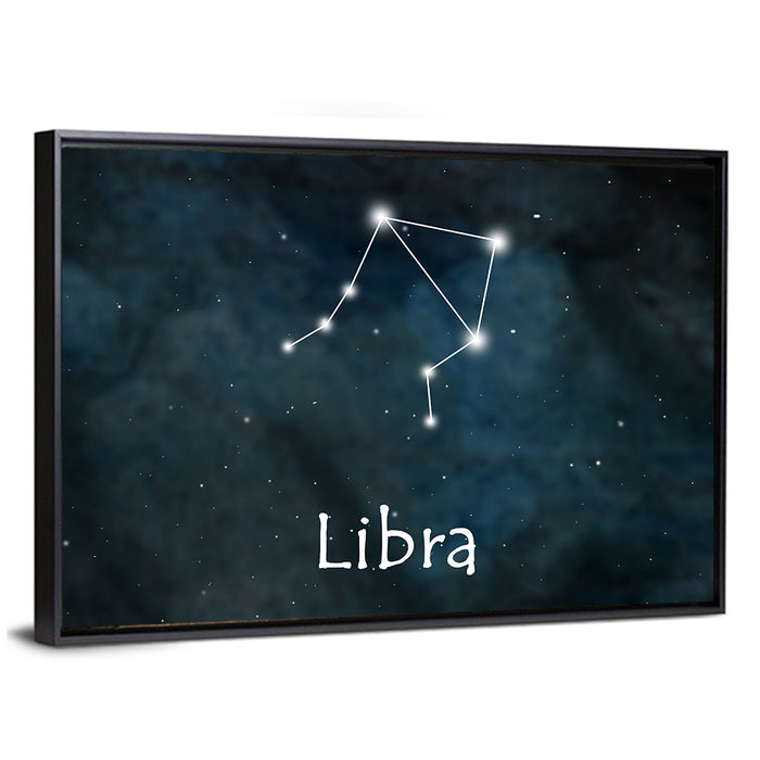 Libra Constellation Wall Art as a framed canvas