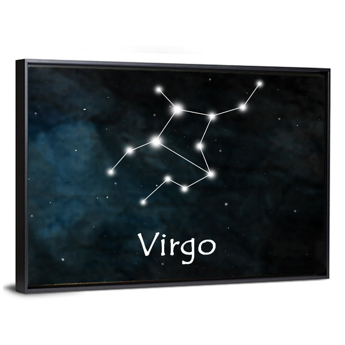 Virgo Constellation Diagram Wall Art as a framed canvas