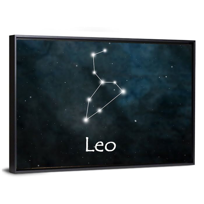 Leo Zodiac Constellation Wall Art as a framed canvas