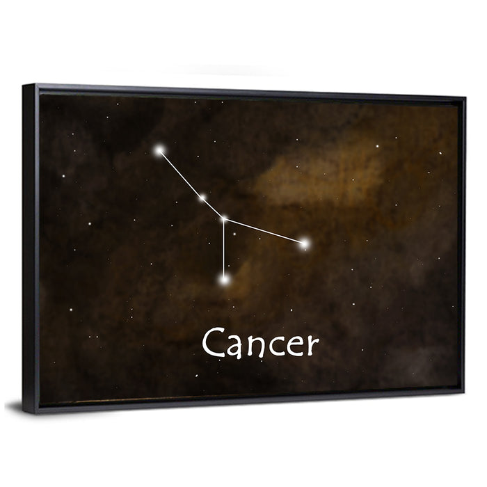 Cancer Zodiac Constellation Wall Art as a framed canvas