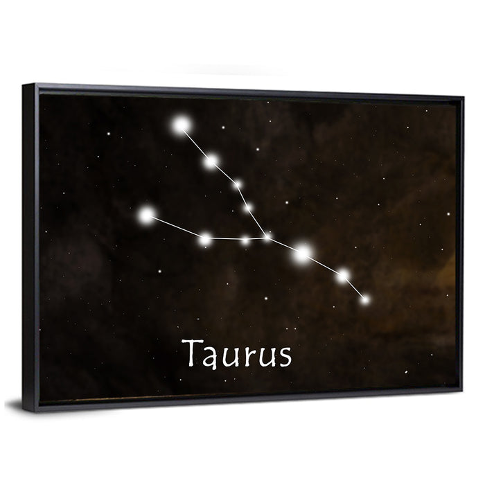 Taurus Constellation Chart Wall Art as a framed canvas