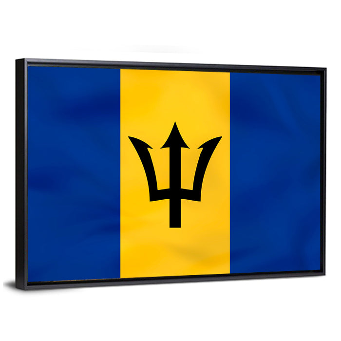 Barbados National Flag Wall Art as a framed canvas