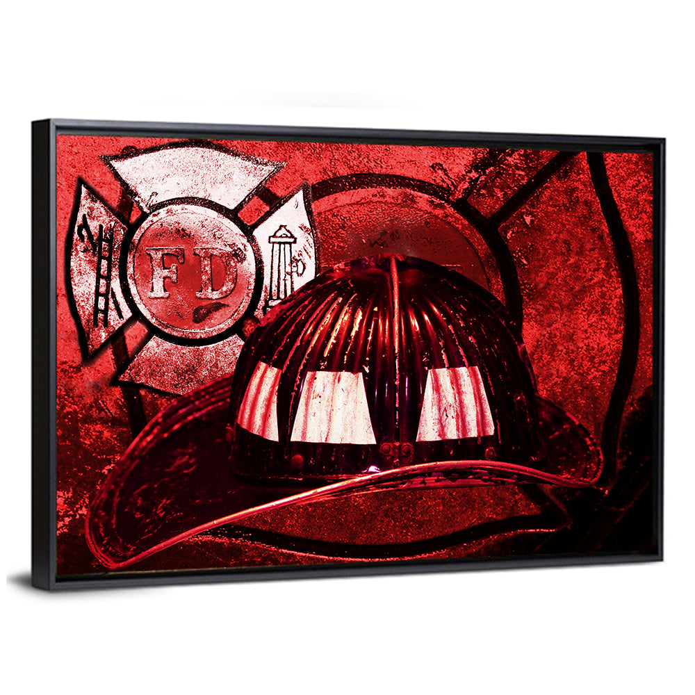 Vintage Firefighter Helmet Wall Art