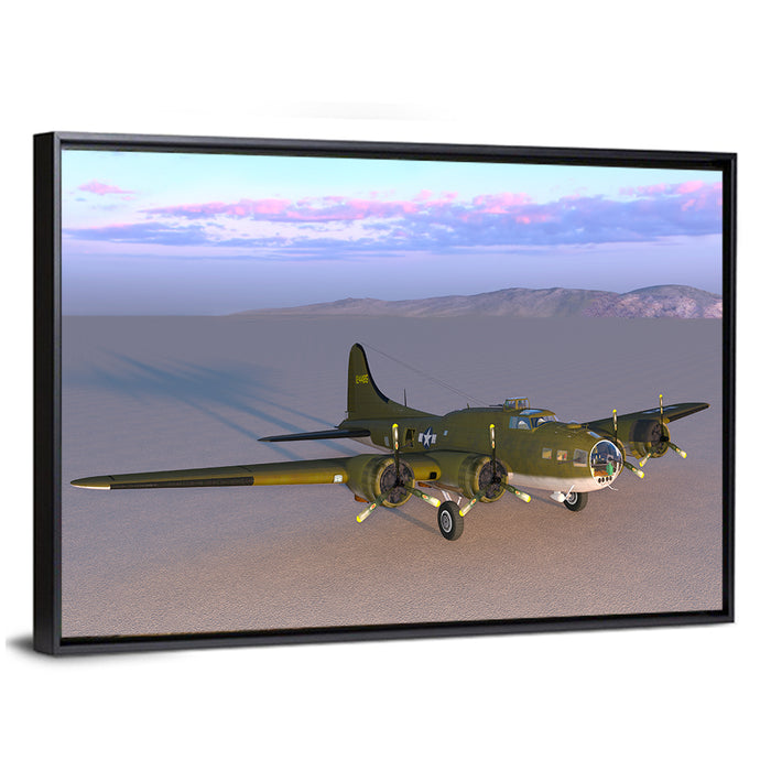 US Four-engine Propeller Bomber Wall Art as a framed canvas