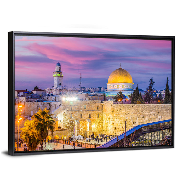 Temple Mount and Western , Jerusalem Wall Art as a framed canvas