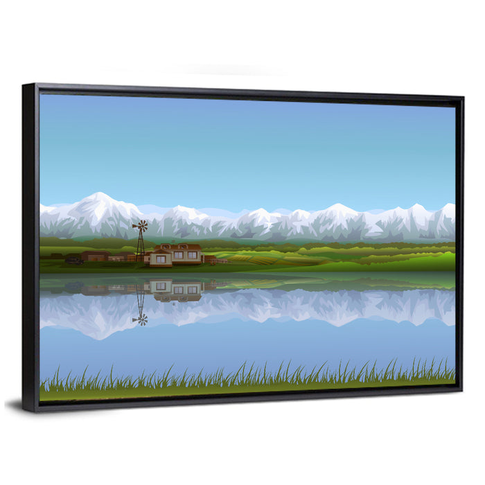 Alpine Lake Reflection Wall Art as a framed canvas