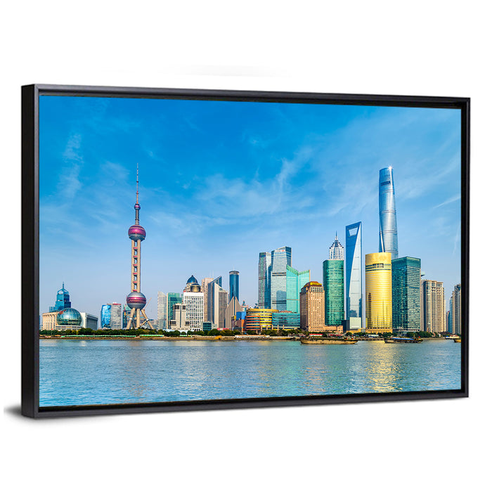 Lujiazui Skyline Shanghai Wall Art as a framed canvas