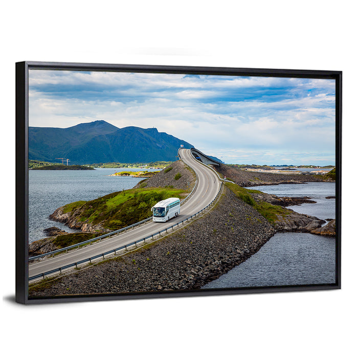 Storseisundet Bridge, Atlantic Road Norway Wall Art as a framed canvas