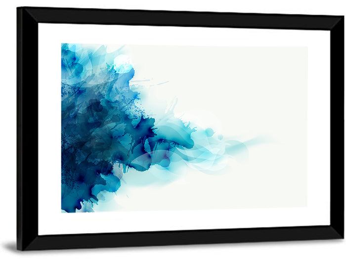 Blue Watercolor Ink Blot Wall Art as a framed print